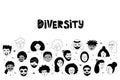 Vector illustration with various people faces presenting person team diversity in the company Royalty Free Stock Photo