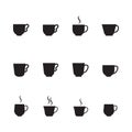 Tea and coffee cup set icon, logo isolated on white background Royalty Free Stock Photo