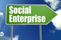 Social enterprise word with green road sign