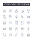 Social entrepreneurship line icons collection. Sustainable business, Environmental conservation, Community development Royalty Free Stock Photo