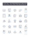 Social entrepreneurship line icons collection. Sustainable business, Environmental conservation, Community development Royalty Free Stock Photo