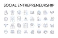 Social entrepreneurship line icons collection. Sustainable business, Environmental conservation, Community development Royalty Free Stock Photo