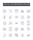 Social entrepreneurship line icons collection. Sustainable business, Environmental conservation, Community development Royalty Free Stock Photo