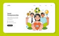 Social entrepreneurship web banner or landing page. Business