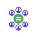 Social equality icon with people, flat vector Royalty Free Stock Photo