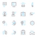 Social equality linear icons set. Equity, Inclusion, Diversity, Empowerment, Justice, Tolerance, Empathy line vector and