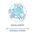 Social events blue concept icon