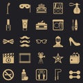 Social events icons set, simple style