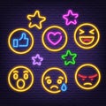 Social feedback neon icons