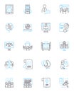 Social group linear icons set. Community, Nerk, Tribe, Squad, Gang, Clan, Circle line vector and concept signs. Clique