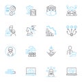 Social group linear icons set. Community, Nerk, Tribe, Squad, Gang, Clan, Circle line vector and concept signs. Clique