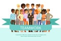 Social group on the work. Office people in casual clothes. Big corporate family. Vector characters in cartoon style