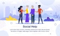 Social Help for Aged People Flat Vector Banner