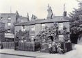 Vintage black and white postcard of Flask Walk, Camden, London, Uk 1910 Royalty Free Stock Photo