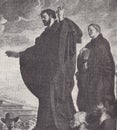 Vintage painting of St. Francis Xavier Preaching.