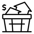 Social house basket icon outline vector. Home people