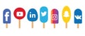 social icons in the shape of ice cream Royalty Free Stock Photo