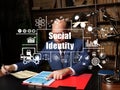 Social Identity concept with young businessman working office on background Royalty Free Stock Photo