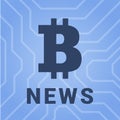 Social illustration with news of cryptocurrency. Big bitcoin illistration. Royalty Free Stock Photo