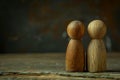 Social inclusion, diversity, and equality concept illustrated by small wooden figures. Royalty Free Stock Photo