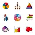 Social infographic icons set, cartoon style
