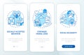 Social institutions advantages blue onboarding mobile app screen