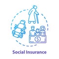 Social insurance concept icon. Life assurance. Policy for parent and kid. Secure retirement. Pension plan idea thin line