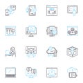 Social intelligence linear icons set. Empathy, Understanding, Interpersonal, Insightful, Communication, Perception