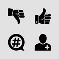 Social Interaction and Online Engagement Icons solid icon set. social likes comments sharing engagement solid icons Royalty Free Stock Photo