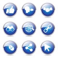 Social Internet Blue Vector Icon Design Set