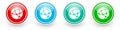 Social, internet, communication, global technology vector icons, colorful glossy buttons on white Royalty Free Stock Photo