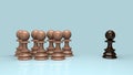 Social issue concept using chess pawns. 3D illustration