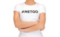 Woman in t-shirt with metoo hashtag Royalty Free Stock Photo