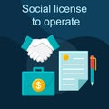 Social license to operate flat concept vector icon