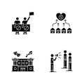 Social life black glyph icons set on white space