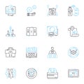 Social links linear icons set. Connections, Nerking, Profiles, Sharing, Engagement, Likes, Fans line vector and concept