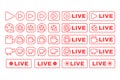 Social live stream linear icons set