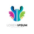 Social logo with hand design combination, colorful logos Royalty Free Stock Photo