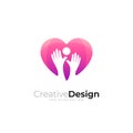 Social logo, love care design and hand logos, charity icons Royalty Free Stock Photo
