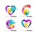 Social logo and people care design combination, Family icons Royalty Free Stock Photo