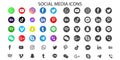 Social media icons vector flat design isolated on white background. Royalty Free Stock Photo