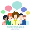 Social marketing, creative team, gossip, callout flat vector