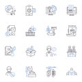 Social Marketing line icons collection. Branding, Engagement, Influence, Awareness, Analytics, Virality, Conversion