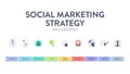 Social Marketing Strategy framework infographic presentation template icon vector has objective, goals, specialization, niche,