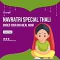 Banner design of happy Navratri special thali Indian festival