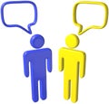 Social media 3D people talk speech bubbles