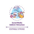 Social media addicts attraction concept icon