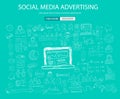 Social Media Advertising concept with Doodle design style: Royalty Free Stock Photo