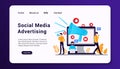 social media advertising landing page template graphic design illustration Royalty Free Stock Photo
