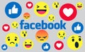 Facebook react emojis background vector illustration